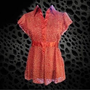 XOXO NWT Y2K Orange Leopard Animal Print with Matching Cami Blouse Size M